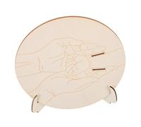 MAGICLULU Plaque Naissance Bois Ronde Gravée Beige pour Annonce de Naissance Bébé avec Support, Souvenir Solide pour Fêtes de -nés et Maternités