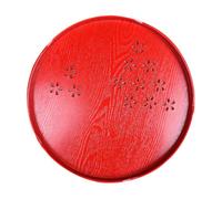 MAGICLULU Plateau à Thé Rond en Bois Rouge Motif Ajouré - Accessoire Mariage Décoratif - Plateau Ménager Creux pour Service à Thé, Fruits et Décorations - 1 Pièce, pour Cérémonies