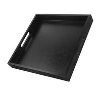 MAGICLULU Plateau de Service Alimentaire Carré Noir 30X30X4 CM en Bois Laqué Poignées, Décoratif pour Thé et Amuse-Gueules, pour Guéridons et Banquets