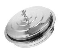 MAGICLULU Plateau de Service de Communion en Acier Inoxydable Argenté, Design Empilable et Rond, Grosse Capacité, Facile à Nettoyer, pour Grands Rassemblements à Domicile