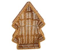 MAGICLULU Plateau de Service Sapin de Noël en Imitation Rotin Tressé Panier à Décoratif Champêtre Plateau Apéritif Festif pour Table de Fête Rangement et Amuse-Gueules Réutilisable