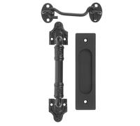 MAGICLULU Poignée et Loquet à Crochet pour Porte de Grange Noire 7.68X1.77X1.50 Pouces, Ensemble Quincaillerie pour Porte Coulissante, Installation Rapide pour Placard