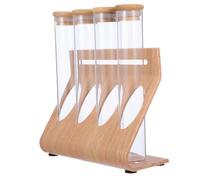 MAGICLULU Présentoir à Café Verre Transparent avec Tubes de Stockage Scellés pour Grains et Thé Support Multifonction pour Cuisine Bars et Cafés