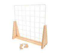 MAGICLULU Présentoir à Panneau Quadrillé Métallique Petit Format avec Support en Bois, Panneau Mural à Grille D’affichage pour Exposition Artisanale et Présentation D’œuvres, pour Vente