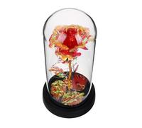 MAGICLULU Rose éternelle Dome en Verre Fleur Artificielle Rose colorée Allumer Une Rose décorations Rose enchantée dans Un de Verre Rose dans Un de Verre avec des lumières PE Rouge