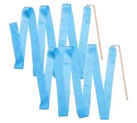 MAGICLULU Ruban de Gymnastique Poignée en Bois 2 Pièces pour Garçon et Filles et Bande de Soie Bleu Améliore Fonctions Corporelles pour Danse Orientale