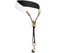 MAGICLULU Sangle de Saxophone pour Alto et Ténor en Cuir Noir, Lanière de Cou Ajustable et Résistante, Accessoire Pratique Pression Cervicale, Remplacement Sangle Saxophone, Usage