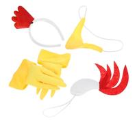 MAGICLULU Serrage-tête de Crête de Coq Blanc Nez, Griffes et Queue - Ensemble de Costume de Poussin 4 Pièces en Tissu Léger pour Filles - Accessoire de Fête de Pâques et Cosplay Garçon