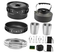 MAGICLULU Set Cuisine Camping Léger et Ustensiles Pratiques Antiadhésifs pour Personnes Casseroles et Poêle Multifonction pour Barbecue et Pique- Plein Air