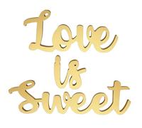 MAGICLULU Set de Décoration de Table Mariage Love is Sweet en Lettres en Bois Or, Planche de Densité, Crée Une Atmosphère Romantique pour Fête de Mariage ou Saint-Valentin