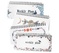MAGICLULU Set de Planificateurs Hebdomadaires et Mensuels Lot de 4 Non Datés 50 Pages, Carnet Spiralé en Papier et Pp, Élégant et Pratique pour Prise de Notes Quotidienne