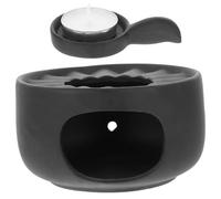 MAGICLULU Socle Chauffe-théière en Céramique Noire Porte-Bougie, Support Isolant Multifonction pour Maintien au Chaud du Thé, Chauffe-thé Rétro Compact et Portable pour Maison et Bureau