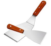 MAGICLULU Spatule À Frire Portable En Acier Inoxydable Pour Steak Crêpes Hamburgers Pizzas Facile À Retourner Poignées En Bois Résistantes À La Chaleur Ensemble De Spatules De Cuisine
