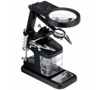 MAGICLULU Station de Soudage LED Multifonction Loupe Ajustable 3x et 4,5x, Support Pinces Crocodiles, Plateau Métallique et Base Stable pour Observation et Réparation