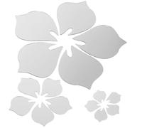 MAGICLULU Stickers Muraux Miroir en Acrylique Argenté, Autocollants Décoratifs DIY pour Chambre et Boutique de Fleurs, Adhésifs pour Surfaces Lisses, Design Floral Élégant