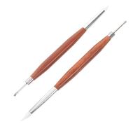 MAGICLULU Stylo Nail Art 2 Pièces Double Embout en Bois Marron Silicone pour Finition des Bords et Mélange, Outil Artistique pour Dessins Précis Ongles