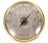 MAGICLULU Thermomètre Mural Rond Multifonctionnel en Métal Doré, Appareil de Mesure de Température Intérieur Suspendu, Mini Thermomètre Décoratif pour Salon, la Cuisine et Bureau, sans