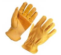 MAGICLULU Travail en Cuir de Vachette Antidérapants pour Jardinage | Protection des Mains, sans Odeur, pour Agriculteurs et Métalliers, Usage Chantier et Professionnel, Jaune Kaki
