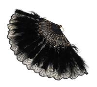 MAGICLULU Ventilateur Pliant Ancien Brodé Soie Pliable Broder Détenu Éventail en Papier Crème pour Les Mains Ventilateur De Refroidissement Faire La Fête Noir Portable Mariage PP Black