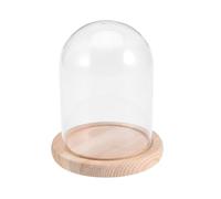 MAGICLULU Verre Transparent pour Fleurs Éternelles sous Cloche Verre avec Base Bois Naturel Protection Antipoussière pour Décoration DIY et Cadeau Saint-Valentin