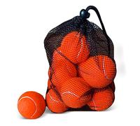 Magicorange Lot de 12 balles de tennis d'entraînement avancé pour chien de compagnie, livrées avec un sac en maille pour un transport facile, idéales pour les débutants (orange foncé)