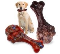 Magicorange Lot de 2 Jouets à mâcher pour Chiens agressifs, Jouet Indestructible pour Chiens de Taille Moyenne/Grande - Jouet en Nylon résistant pour Les occuper - Bacon et véritable saveur de bœuf