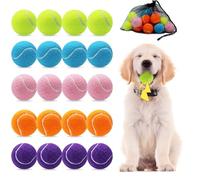 Magicorange Lot de 20 petites balles de tennis couinantes de 5,1 cm pour chiens, balles colorées qui couinent facilement avec sac en maille pour un transport facile (multicolore)