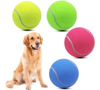 Magicorange Lot de 4 balles de Tennis géantes surdimensionnées de 24,1 cm pour Chien - Jouet à mâcher pour Animaux de Compagnie - pour Sports d'extérieur/intérieur - Balle Cadeau avec Aiguille
