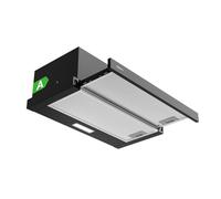 magicplux Hotte aspirante Téléscopique 60 cm Noir - 370 m³/h, Classe A, Éclairage LED, 60/65 dB, Extraction & Recyclage, Filtre à Charbon Inclus