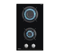 Magicplux Plaque de Cuisson Gaz 2 Feux, Plaque Gaz 2 Feuxs Encastrable 30cm en Verre Noir, Gazs Ville et Bouteille, 4300W, Sécurité Thermocouple