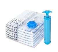 MagicQCraft Lot de 6 grands sacs de rangement sous vide (60 x 80 cm), sacs de rangement sous vide à fermeture éclair avec valve hermétique et pompe à main, économisez 80 % d'espace de rangement en