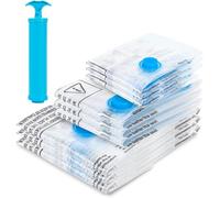 MagicQCraft Lot de 6 sacs de rangement sous vide (2 jumbo, 2 grands, 2 moyens), sacs de rangement sous vide avec valve hermétique et pompe manuelle, économisez 80 % d'espace de rangement en plus