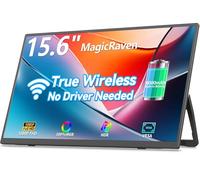 MAGICRAVEN - Moniteur portable sans fil 8000 mAh, écran IPS 15,6 pouces 1080p, deuxième écran de jeu d'ordinateur avec haut-parleurs, moniteur de voyage pour Windows/Mac/Android