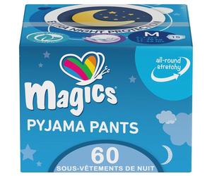 Magics Night Pants - 60x Couches Culotte de Nuit Absorbants - Enfants 4-7 Ans, Taille M (17-30 Kg) - Sous-Vêtements Fuite Urinaire