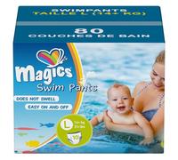 Magics Swim Pants, Couches-Culottes de Bain Jetables pour Bébé, Taille L (14+kg), Pratique Format Carton 80 Couches de Bain