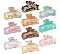 Magicsky Lot de 10 pinces à cheveux pour femme, en acrylique marbré, tortue pour cheveux épais et fins, jolis papillons, accessoires de coiffure esthétiques pour filles, marron, opale rose