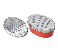 MAGICVOGEL Râpe à fromage avec récipient, en acier inoxydable, 2 surfaces de râpe de cuisine, râpe à légumes, râpe à parmesan, râpe à concombre, râpe manuelle avec boîte (rouge)