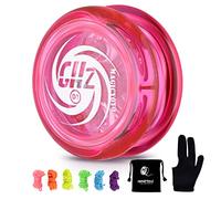 MAGICYOYO D1 GHZ Professional Yoyo for Kids and Beginners - Plastic Model With 6 Replacement Strings, Glove, Storage Bag (Crystal Pink)