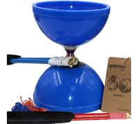 MAGICYOYO Diabolo Set de Jonglage MD01 Professionnel avec roulements à billes triple pour enfants, adultes et débutants,15 cm, avec 2 paires de bâtons en métal+ sac+ 2 jeux de cordes de rechange, Bleu