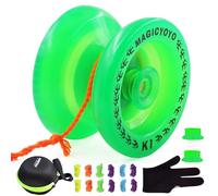 MAGICYOYO K1 Le Brillant yoyo Idéal pour Enfants, Adultes et Débutants, Pro Yoyo Responsif, Yo-yos Brille dans Le Noir, en Plastique Yo Yo Ball avec+ Sac+ Ensemble+ 12 Cordes yoyos, Vert