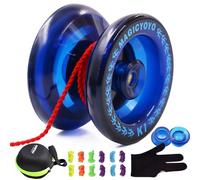 MAGICYOYO K1 Pro Yoyo Responsif Idéal pour Enfants, Adultes et Débutants, en Plastique Yo Yo Ball avec + Sac+ Ensemble de 12 Cordes yoyos, Bleu Profond