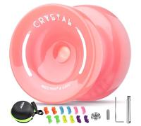 MAGICYOYO K2 Crystal JoJo pour Enfants - Yoyo Débutant avec Effet Lumineux (Glow in The Dark). Yoyo réactif et irresponsif, idéal pour les figures de rotation des doigts (corps rose + lumières orange)