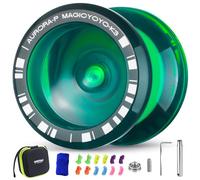MAGICYOYO K3 Aurora-p, Professional JoJo With Finger Spin for Kids, Responsive and Non-Responsive With 12 Strings and Accessory Set (Dark Green)