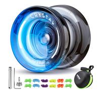 MAGICYOYO Yoyo Réactif pour enfants K2 Cristal Noir Bleu 2 en 1 - Yo Yo Yo réactif et non réactif, Finger Spin Trick Yoyo avec roulement non réactif, 12 cordes, sac yo-yo, outils et accessoires