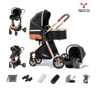 MagicZC poussette combinées,bébé,trio,3 en 1,nouveau né,pliable,Dossier réglable,sac de maman,0-4 ans,or noir