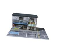 MagiDeal 1/64 paysage diorama parking, décoration de paysage de rue japonaise, accessoires photo, cadeaux de restaurant, mini modèle de construction en toile