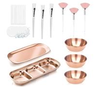 MagiDeal 23 pièces pour mélanger les masques faciaux avec pinceaux, kit d'outils mélange masques portable pour esthéticienne et spa, or Rose