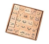 MagiDeal 25 pièces Tampon en Bois et en Caoutchouc, tampons en Bois, Projet de Bricolage avec étui de Rangement, Artisanat d'art, Ensemble de tampons pour, Émoji