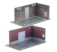 MagiDeal 2x 1/24 Modèle de Voiture Diorama Scènes de Modèle de Paysage de Stationnement, Mur gris