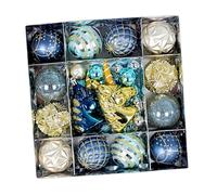 MagiDeal 44 Boules de Noël, Décoratives pour Sapin de Noël, Boule de Noel, Déco Sapin de Noel avec Suspension Boule, pour Intérieur Extérieur, Mariage, Jardin, Fête, Licorne Bleu Or